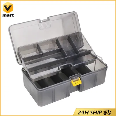 Tools set Organizer Multi-division Dual Layer Tool Storage Box Multifunctional Organize Fishing Lure Hooks Arrange Case Durable Portable Composable Space Plastic Fishing Tackle Box 2 Layers 12 Individual Spacer Container Bait Hook Tool Storage Pesca Case