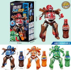 儿童汽水变形玩具拼装可乐饮料机器人男孩益智生日礼物Childrens soda shape-shifting toy assembled Cola beverage robot boy Puzzle birthday gift
