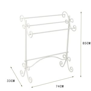 FFBH Iron Towel Drying Racks Standing Veranda Standing Clothes Horse Vintage Bathroom Towel Rack Creative Simple Display Shelves T4N8K