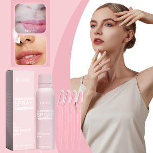 EELHOE สเปรย์กำจัดขนแบบพ่นผิวหน้าใบหน้าเรียบเนียนไม่มีขนปราศจากขนปราศจากความเจ็บปวดด้วยมีดโกน4ชิ้นการดูแลใบหน้าการกำจัดขนบนใบหน้าการระบุตัวตนของผมสำหรับการโกนใบหน้าไม่เจ็บปวดที่กำจัดขนระบุผมผู้หญิงรักแร้สเปรย์