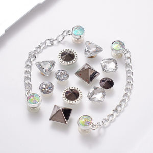 Summer Shoe Charm Diamond Decoration Button DIY for Clog Shoe Accessories Buckle for Women and Girl