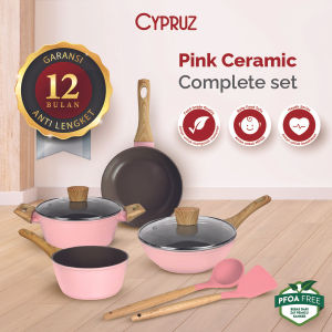 PASTI ORI - PANCI SEAT COOKWARE CYPRUZ Complete set PI 0923 - Pink Ceramic Series 8 Pcs