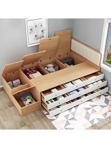 Small high  drawer storage storage bed storage tatami multifunctional footrest single bed space-saving