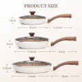 Innerwell Pink Non Stick Frying Pan Set (6PCS) With lid NonStick Coating Fry Pan Suitable All Stove. 