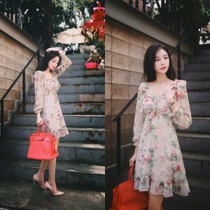 D11740 Melia Ruffle Hem Floral Mini Dress