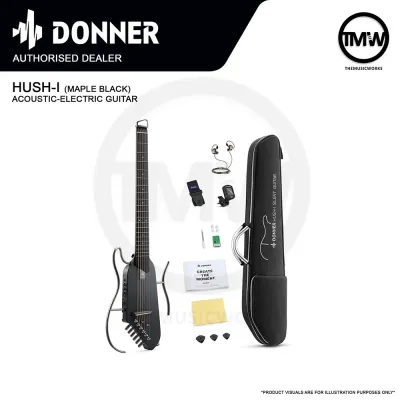 Donner HUSH-I / HUSH-I SE Acoustic Electric Travel Guitar Silent Package Steel Strings