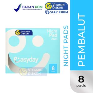EASYDAY NIGHT PADS ISI 8 PADS | Pembalut Wanita untuk Malam Kering dan Anti Iritasi