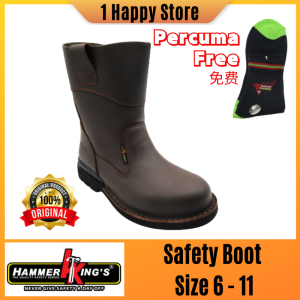 Hammer Kings Exclusive Safety Shoes 13005 High Cut Pull-up Steel Toe Cap Leather Working Footwear