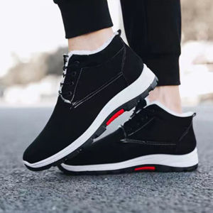 Winter padded thickened solid color mens cotton shoes nonslip hightop warm softsoled snow boots