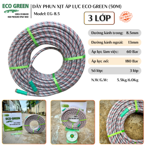 Dây phun áp lực ECO GREEN 8.5mm chiều dài 50m 3 lớp đan chắc chắn dùng tưới cây phun thuốc...