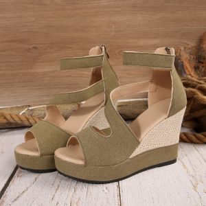 Free Shipping New Style WomenS Sandals With A Wedge Heel And Zipper Closure Suitable For Wearing Outdoors