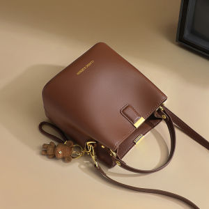 2025 New Genuine Leather Crossbody Bucket Handbag Summer High-end Versatile Shoulder Bag