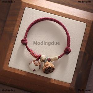 [COD] Modingdue Vintage Bodhi Wood Lotus Flower Charm Woven Braided Bracelets For Women Men Handmade Rope Chain Bangles