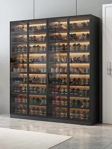 Shoe Cabinet Large Capacity Multi-Layer Integrated Shoe Rack Outdoor Glass Door Shoe Rack