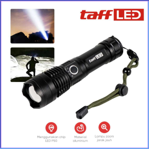 PENGIRIMAN CEPAT TaffLED Senter LED Long Range Zoom USB Rechargeable P50 TG S191 / senter terang jarak jauh led zoom 9000 lumens tahan lama 24 jam buat berburu malam camping jombo cas anti air super besar baterai