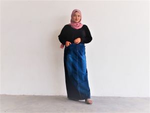 Skirt Long Jeans Women Plus Size Thick  Denim Material A cutting High Waist Elastic (2XL-5XL)