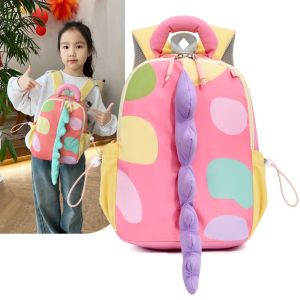 YUBAGUANB Oxford Cloth Kids Backpack Dinosaur Tail Cartoon Design Dinosaur Backpack Portable Padded Straps Mini Rucksack Kindergarten