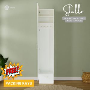 Adapta - Lemari Gantungan Baju Dengan Laci Bawah - Lemari Baju Dengan 2 Storage Atas Tinggi 250 cm