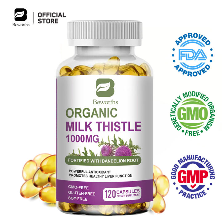 BEWORTHS Milk Thistle Capsule 1000mg Silymarin Marianum & Dandelion Root  for Liver Health Protect Cardiovascular Glutathione Support Antioxidant  Detox untuk Kesehatan Hati Melindungi Glutathione Kardiovaskular Mendukung  Detoksifikasi Antioksidan ...