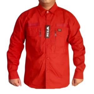 Kemeja W-tac Lengan Panjang Warna Merah