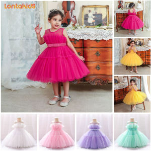 lontakids Toddler Baby Girls Ruffle Ball Gown Party Pageant Lace Dresses 1-11 Years