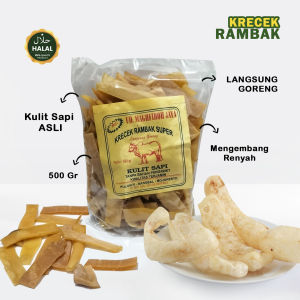 Krecek rambak sapi asli mentah 500 gr krupuk kulit sapi ukuran besar panjang kerupuk dorokdok