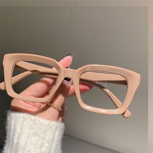 HUNIU Trong suốt Kính đọc sách chống tia xanh Hình vuông Retro Kính mắt khung lớn Thời trang Sọc gỗ Kính mắt cho người lão thị Phụ nữ/Đàn ông