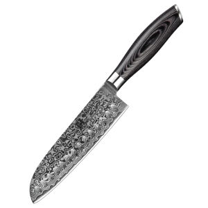 XINZUO B20 67 Layers Damascus Steel Santoku Knife 7   / Vegetables knife / Fruits knife / Kitchenware / Kitchen utensils / Kitchen tools / High quality / Slicing knife / Wooden Handle / Pakkawood / Razor sharp / Meat Knife