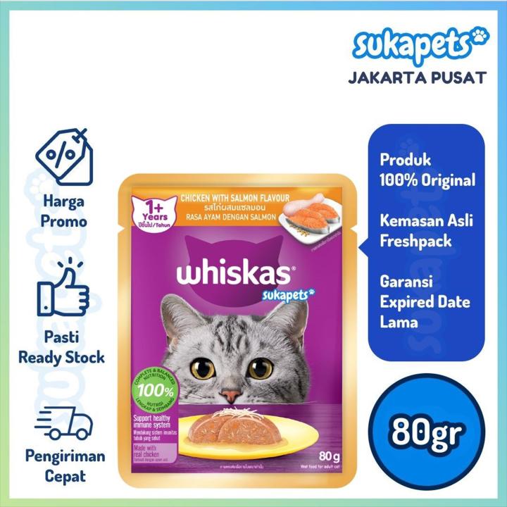 Whiskas Adult Cat Chicken Salmon Loaf Makanan Kucing Basah Pouch