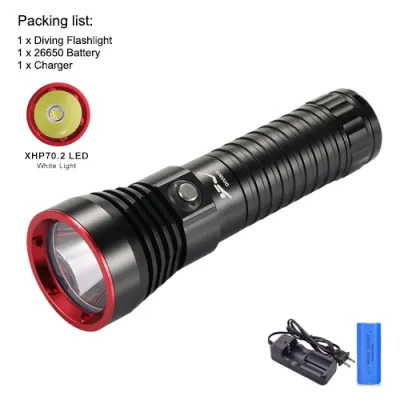 Asafee A17S XHP50/70 Powerful Diving Flashlight Scuba Brightest Waterproof Underwater 100M Dive Lamp Yellow/White Professional Torch Outdoor Camping Lentern