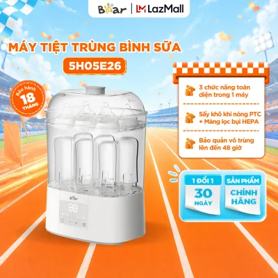 Máy Tiệt Trùng Bình Sữa Bear Tiệt Trùng Hơi Nước Sấy Khô Đa Năng Bảo Quản 48 Giờ An Toàn Cho Bé ST-5H05E26