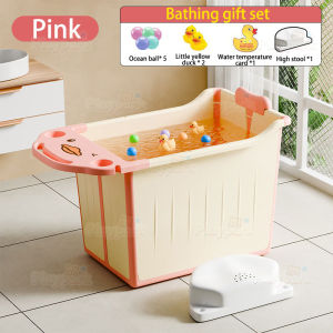 Foldable Bath Tub For Baby Barrel With Seat Drainage Hole For 1-6Yrs Convenient and Safe