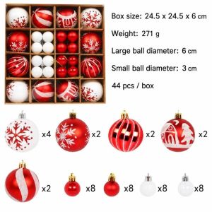 NAELIN 44Pcs/Set Lấp lánh  Giáng Sinh Sáng tạo 6/3CM  Trang Trí Giáng Sinh Bền bỉ Đồ trang trí Giáng sinh Bữa tiệc