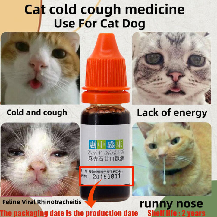 10ML Pet Cold Medicine Anti FLU Colds Cough Treatment Cats and Dogs Cough Fever Colds Runny Nose Treatment for Kitten and Puppy