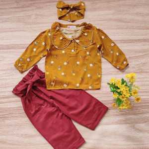 Setelan Anak Perempuan 1-4Tahun LAURA bahan Rayon & Linen FREE Bandana