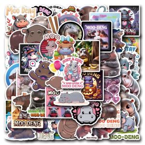 OPPORTUNE CARIANT34OP3 50PCS Moo deng สติกเกอร์ติดผนัง เบบี้ฮิปโป คาวาอิ สติกเกอร์รูปสัตว์ กันน้ำกันน้ำได้ สติ๊กเกอร์ฮิปโปโปเตมัส สำหรับเด็กเด็ก