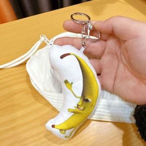 2024 Crying Banana Cat Plush Pendant Cute Banana Cat Doll with Sound Keychain Car Bag Funny Pendant Kids Classmate Gifts