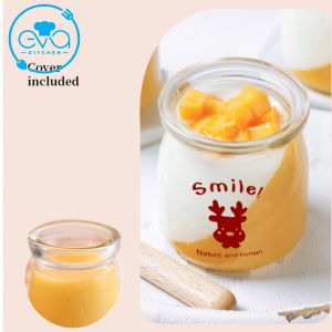 Combo 6 Hũ Thuỷ Tinh Đựng Sữa Chua In Hoạ Tiết Nắp Nhựa 100ML