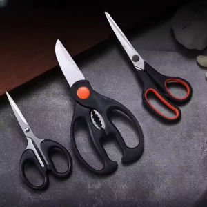 3 Sets Stainless Steel Kitchen Scissors Multi-Functional Strong Chicken Bone Cutting Hand Walnut Holding Durable Household Tools