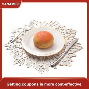 【CANAMEK 】 Round Placemat Heat-Resistant PVC Table Mats With Luxury Metallic Glossy Finish For Thanksgiving Christmas Wedding Party Decor