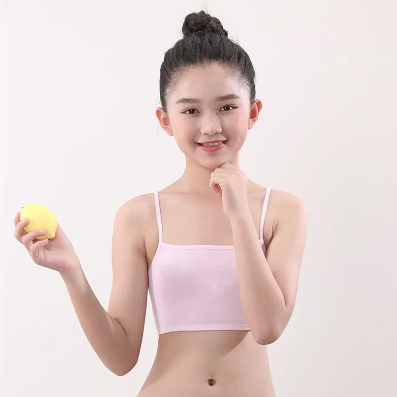 Doly] 7-13 years old girl vest Teens Bra For Girl Kids bralette tops  anti-bump breathable underwear student girl thin sling child