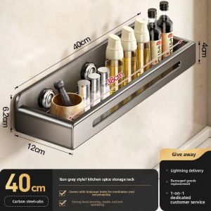 【SG Seller】Bathroom Shelving Unit Drill-free Wall-mounted Toiletries Rack With Drain Holes Easy-clean Kitchen Spice Rack