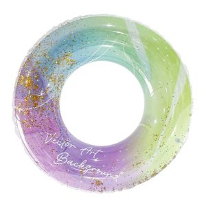 SAZ92 Glitter Sequin Swimming Ring Heart Transparent Pool Float Swimming Ring Inflatable Pool Swim Ring Inflatable Swimming Circle Adult