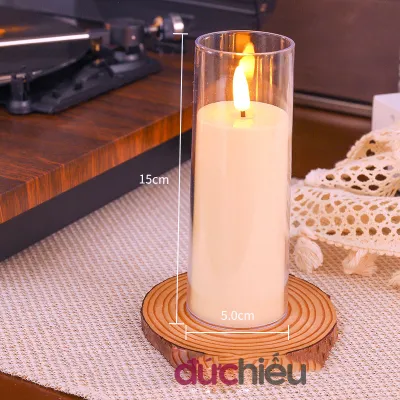 Nến ly điện tử tim đèn 3D siêu lung linh trang trí decor resort party – Đức Hiếu Shop