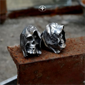 Pewterland Ringskull The Reaper Cincin Tengkorak 3D Bahan Logam Timah Pria dan Wanita
