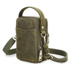 EDERN Crazy Horse Leather Shoulder Bag for Men Retro Cowhide Messenger Bag Business Casual Sling Bag Handbag Mens Travel Crossbody Bag