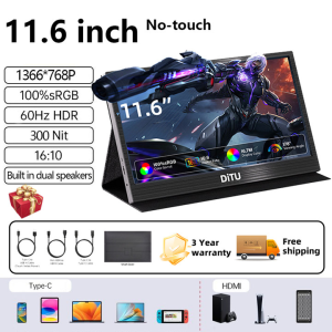 DITU Portable Monitor 14 นิ้ว/15.6 นิ้วจอคอมพิวเตอร์ 1080P 60Hz หน้าจอคอม IPS หน้าจอสัมผัส For PS3/4/5 สวิตช์ Xbox Laptop
