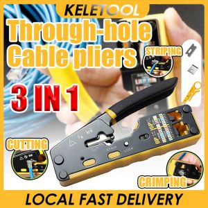 3 IN 1Network cable Cutter plier RJ45 Crimping Tools Ethernet Crimp Tool Kit Standard Pass Through Connectors