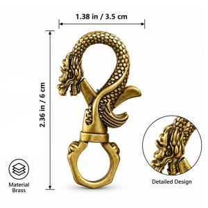 Vintage Copper Dragon Figurines Small Ornaments Retro Brass Animal Car Key Chains Crafts Office Desk Decorations Accessories