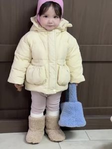 Childrens Winter Thickened Cotton Coat Girls Winter Hooded Cotton Coat Korean Style Childrens Clothing Babys Warm Cotton Winter Coat
